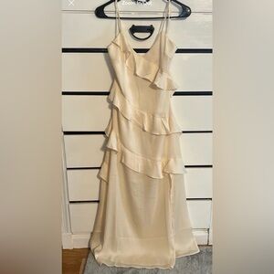 Promesa Cream Asymmetrical Ruffle Dress